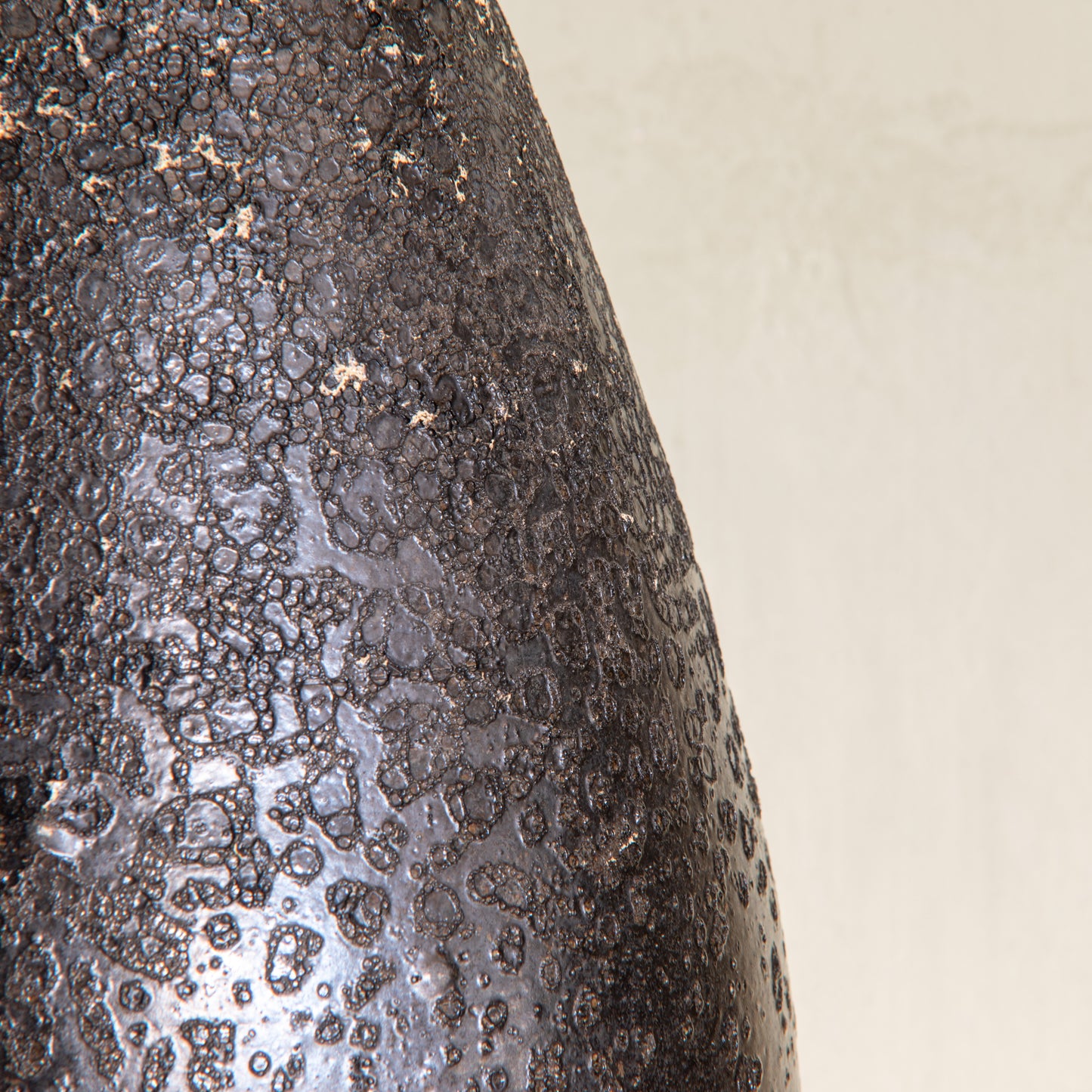 Black Matte Vase with Craters