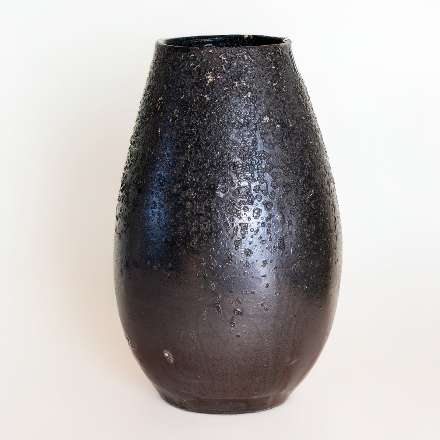 Black Matte Vase with Craters