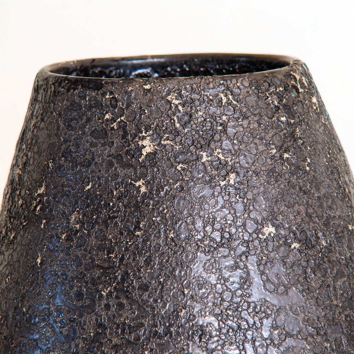 Black Matte Vase with Craters